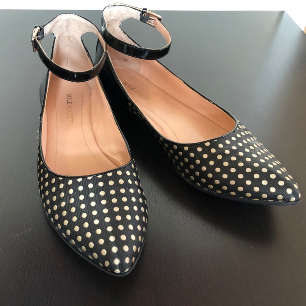 Sole Society Gold Polka Dot Flats with Straps